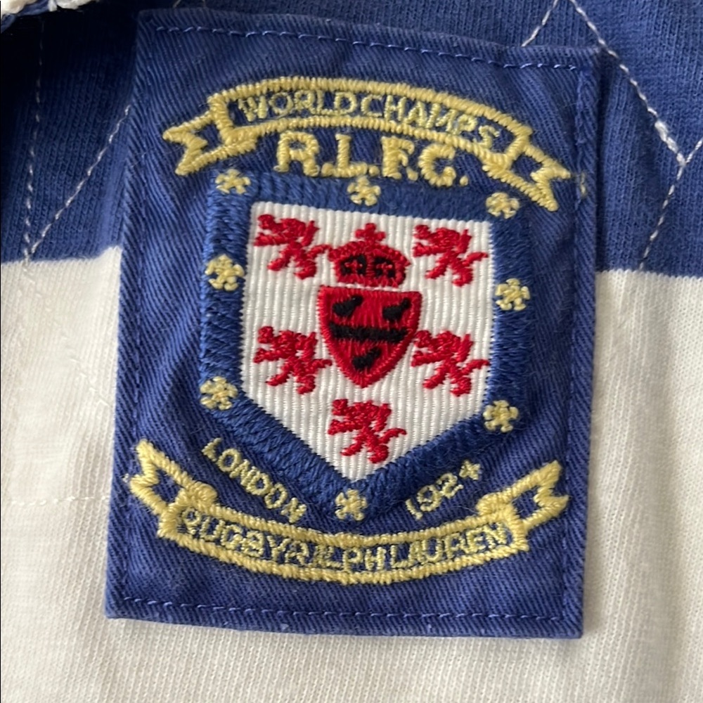 Ralph Lauren Rugby Blue & White Striped Polo Shirt small - Picture 4 of 9